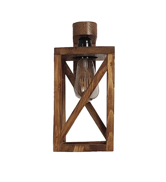 Symmetric Brown Wooden Wall Light