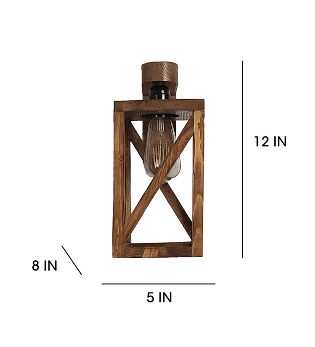 Symmetric Brown Wooden Wall Light