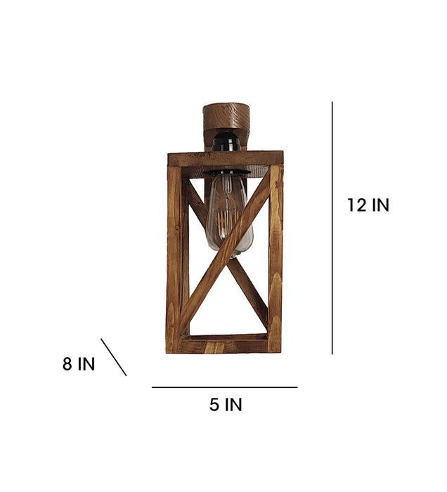 Symmetric Brown Wooden Wall Light