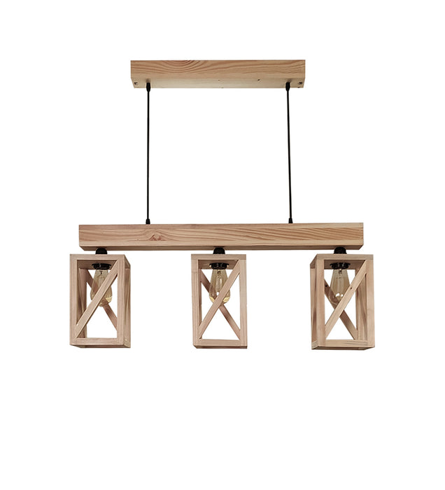 Symmetric Beige Wooden Series Hanging Lamp