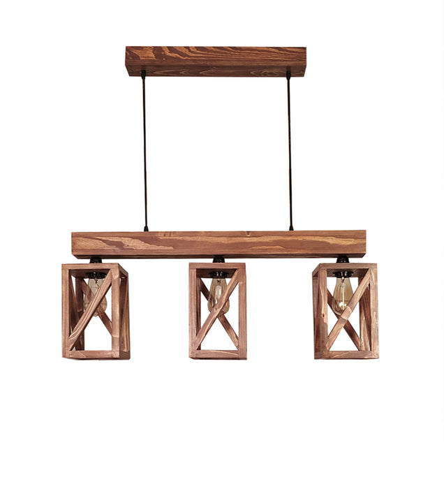 Symmetric Brown Wooden Series Hanging Lamp