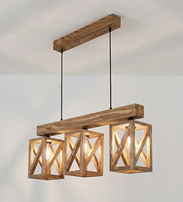 Symmetric Brown Wooden Series Hanging Lamp