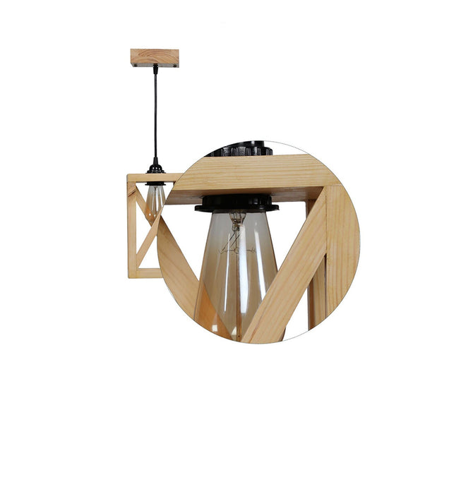 Symmetric Beige Wooden Single Hanging Lamp