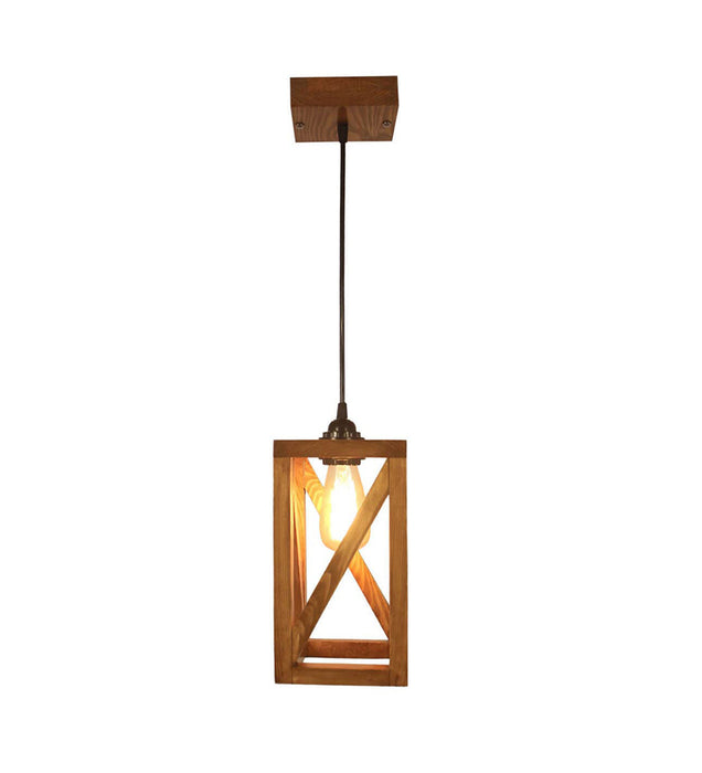 Symmetric Brown Wooden Single Hanging Lamp