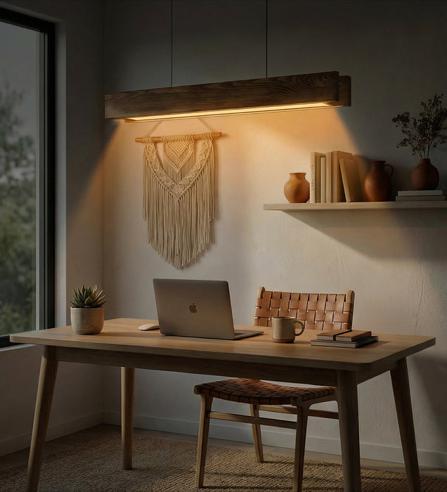 Synergy 48 Brown Wooden LED Hanging Lamp