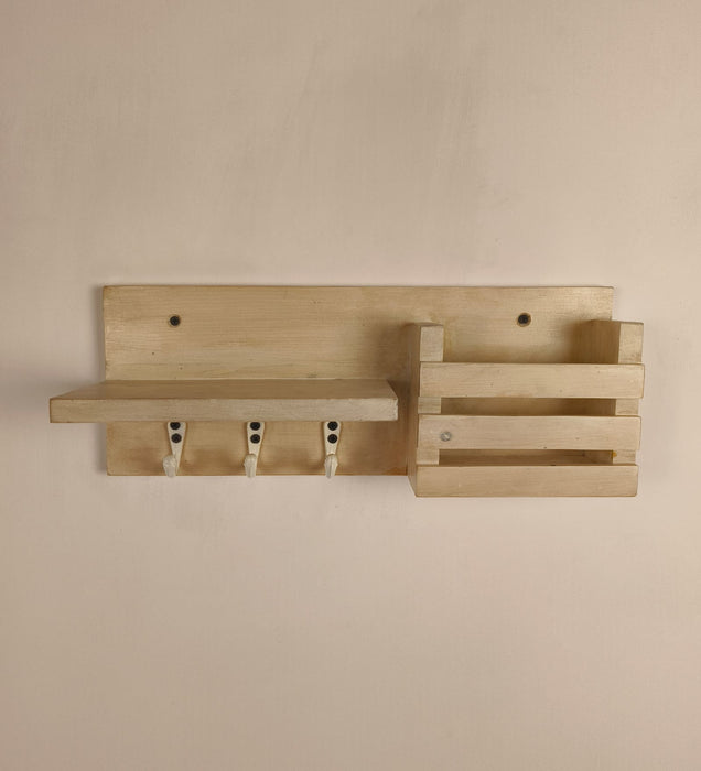 TULIP Wooden Wall Shelf Organiser with Key Holders