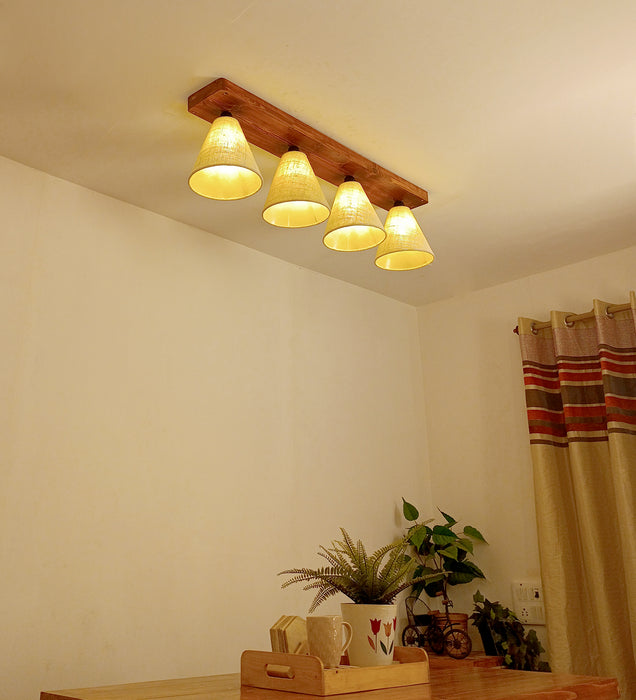 Terzo Brown Wooden 4 Series Ceiling Lamp