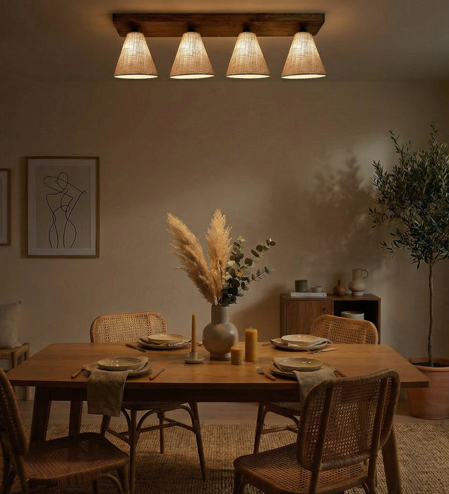 Terzo Brown Wooden 4 Series Ceiling Lamp