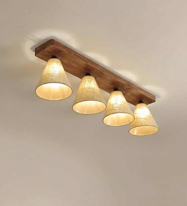 Terzo Brown Wooden 4 Series Ceiling Lamp