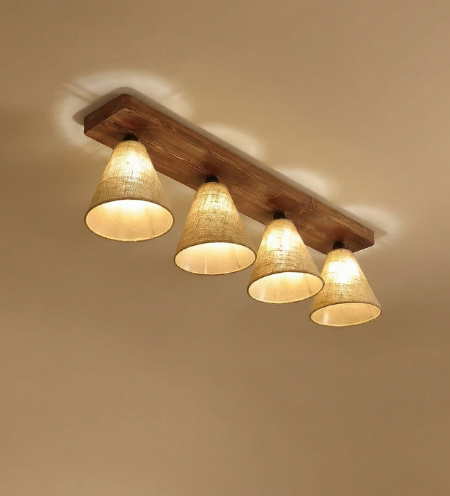 Terzo Brown Wooden 4 Series Ceiling Lamp