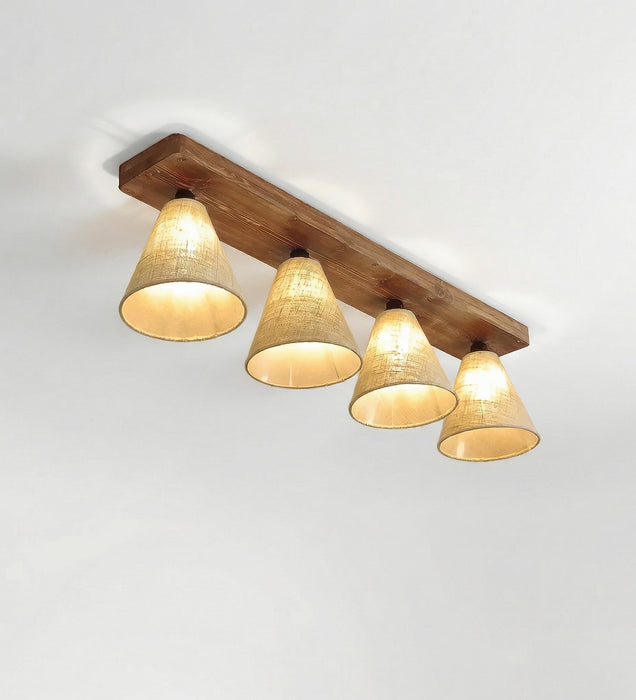 Terzo Brown Wooden 4 Series Ceiling Lamp