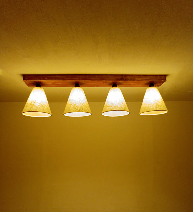 Terzo Brown Wooden 4 Series Ceiling Lamp