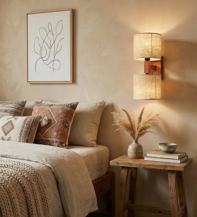 Tesca Duo Brown Wooden Wall Light