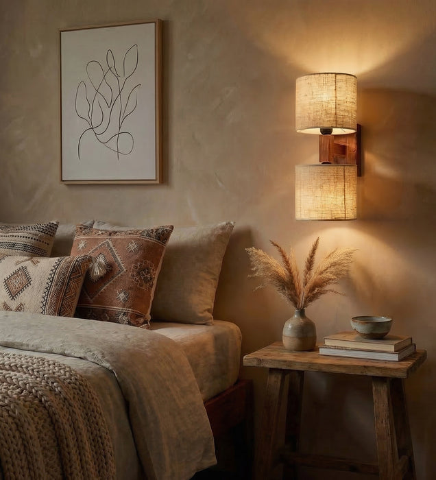 Tesca Duo Brown Wooden Wall Light