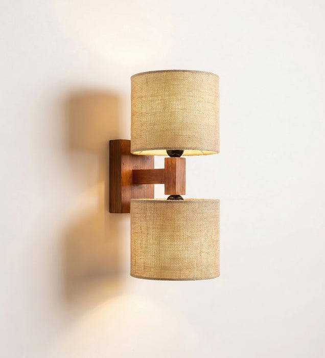Tesca Duo Brown Wooden Wall Light