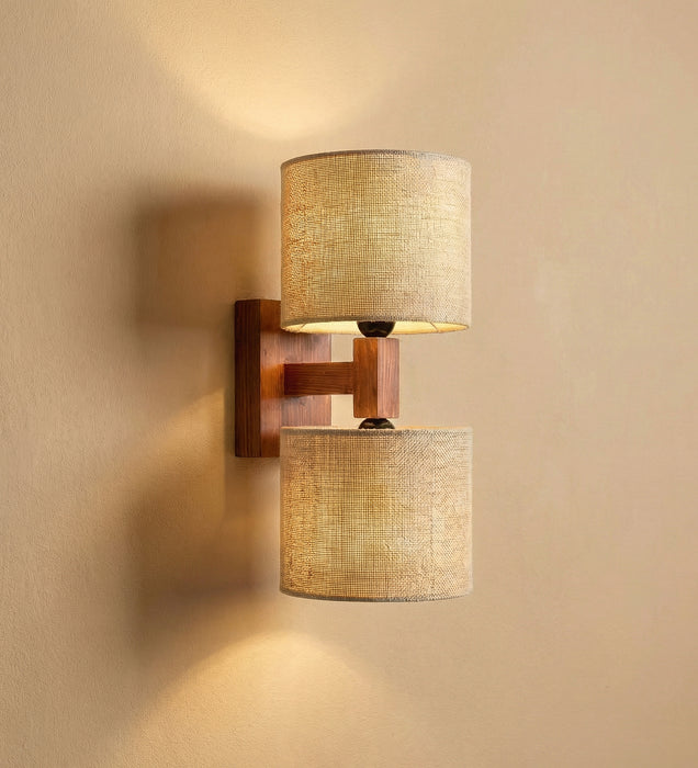 Tesca Duo Brown Wooden Wall Light