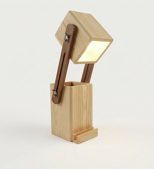Toby Wooden Table Lamp With Desk Organiser