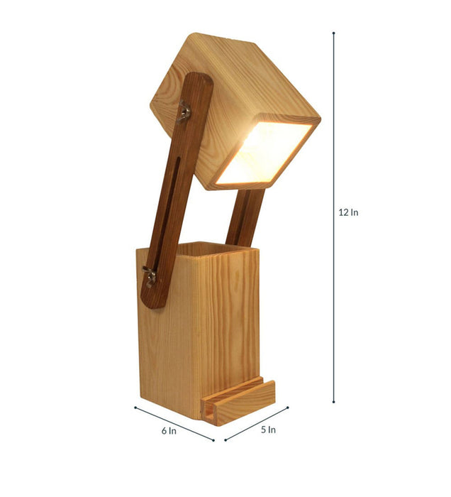 Toby Wooden Table Lamp With Desk Organiser
