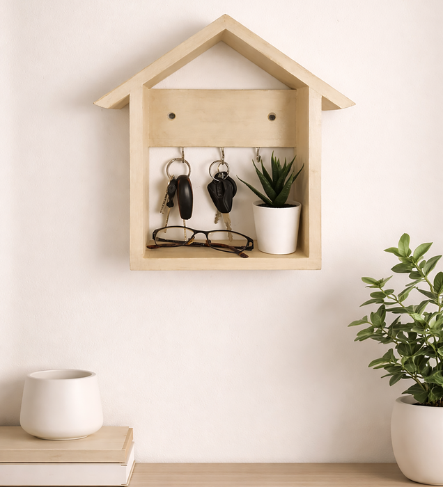 Torino Wooden Wall Shelf Organiser with Key Holders