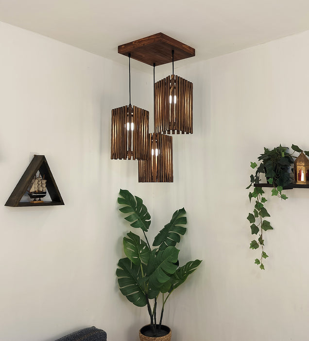 Trikona Brown Cluster Hanging Lamp