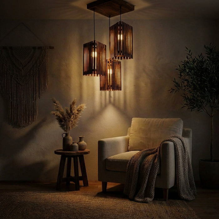 Trikona Brown Cluster Hanging Lamp