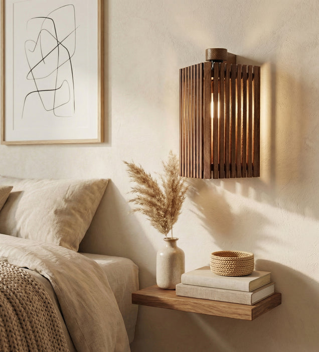Trikona Brown Wooden Wall Light