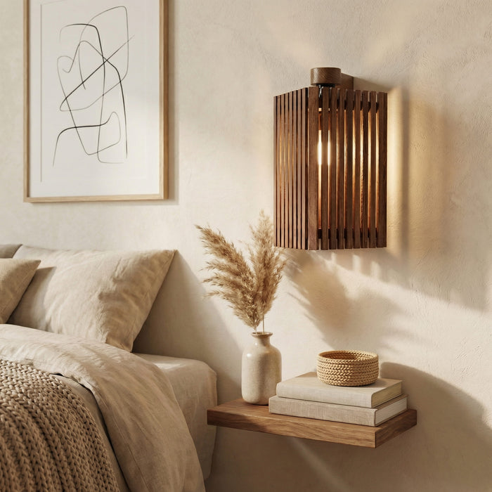 Trikona Brown Wooden Wall Light