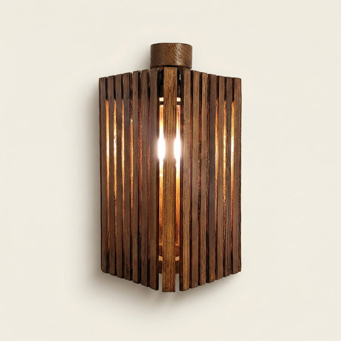 Trikona Brown Wooden Wall Light