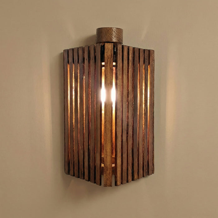 Trikona Brown Wooden Wall Light