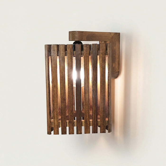 Trikona Brown Wooden Wall Light