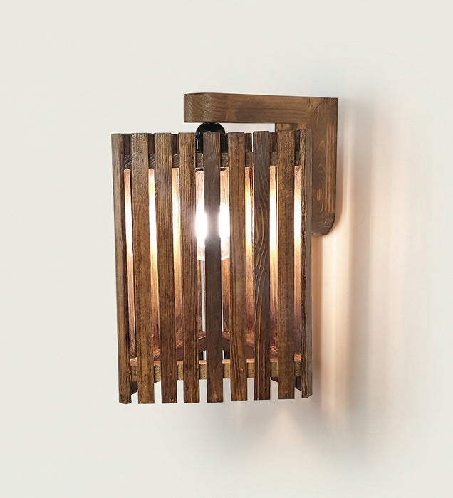 Trikona Brown Wooden Wall Light