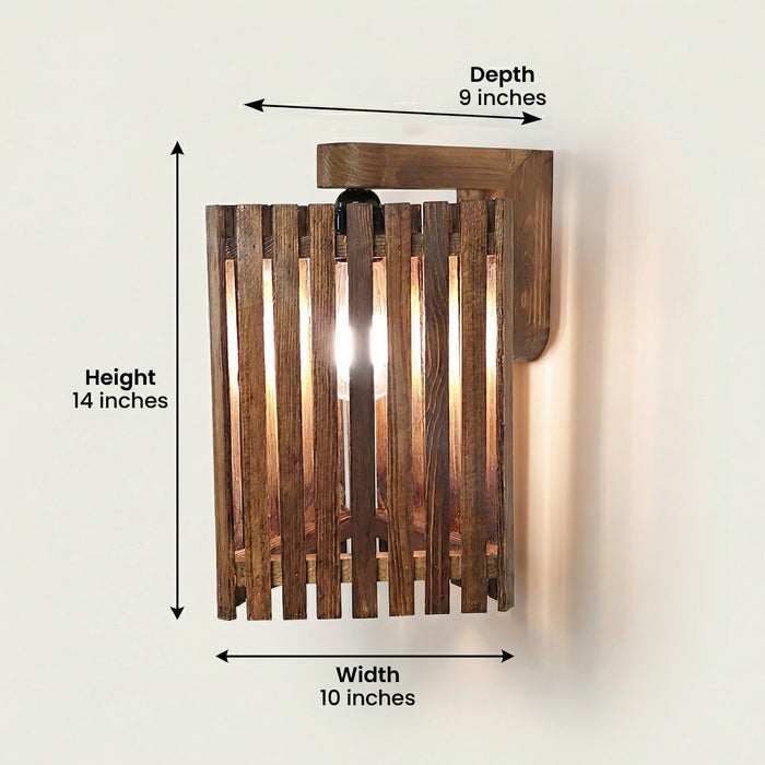Trikona Brown Wooden Wall Light