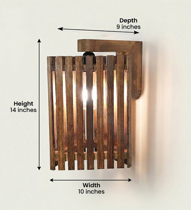 Trikona Brown Wooden Wall Light