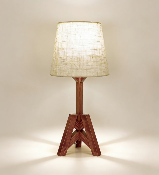 Troika Wooden Table Lamp with Brown Base and White Fabric Lampshade