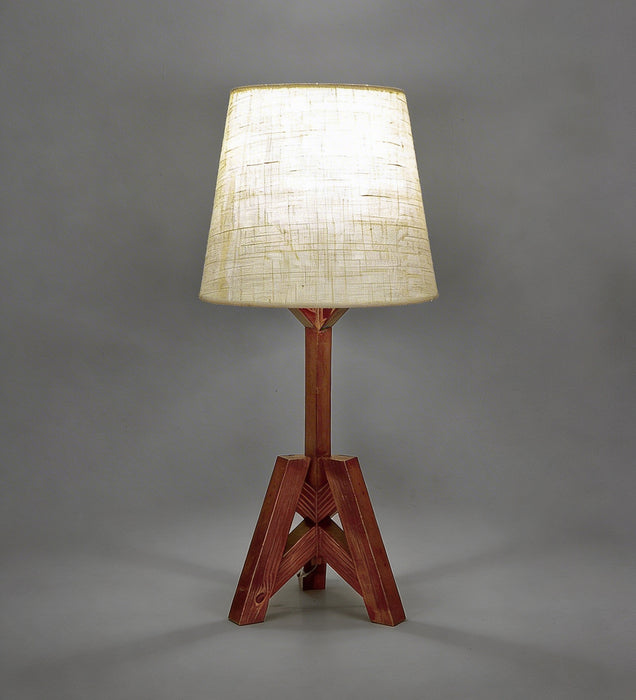 Troika Wooden Table Lamp with Brown Base and White Fabric Lampshade