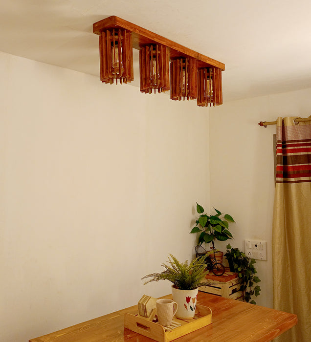 Ventus Brown Wooden 4 Series Ceiling Lamp