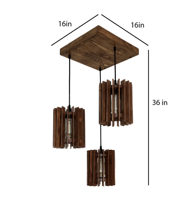 Ventus Brown Wooden Cluster Hanging Lamp