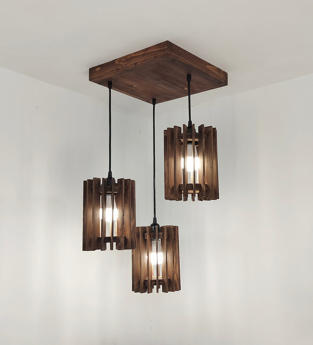 Ventus Brown Wooden Cluster Hanging Lamp