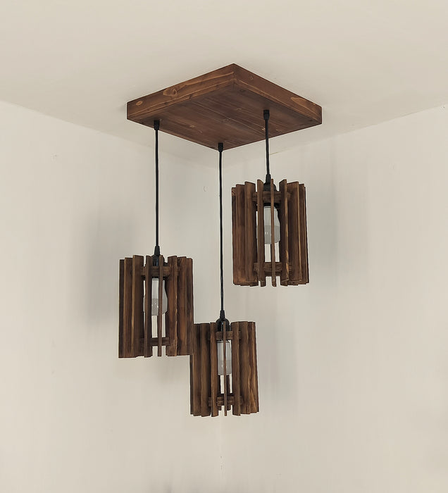 Ventus Brown Wooden Cluster Hanging Lamp