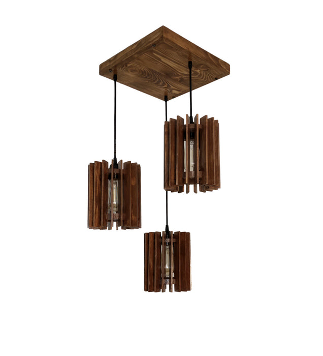 Ventus Brown Wooden Cluster Hanging Lamp