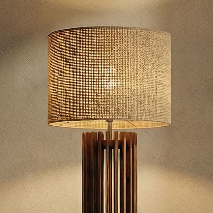 Ventus Wooden Floor Lamp With Jute Lampshade