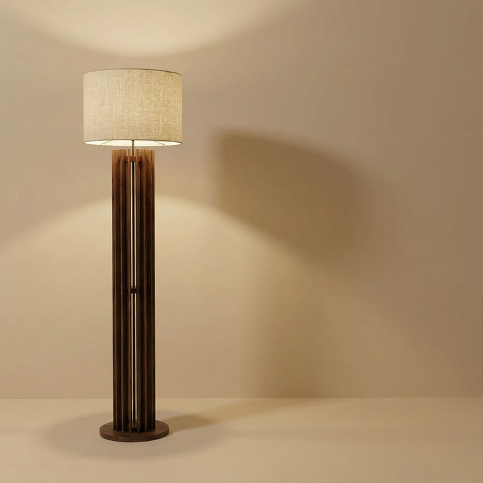 Ventus Wooden Floor Lamp With Jute Lampshade