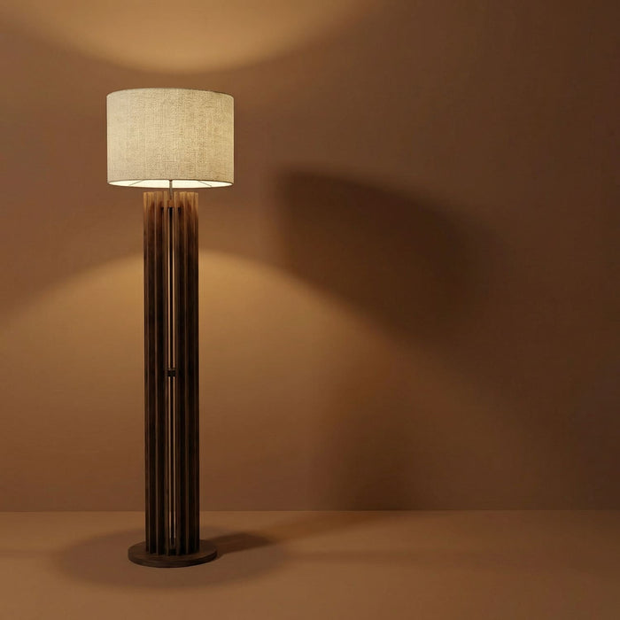 Ventus Wooden Floor Lamp With Jute Lampshade
