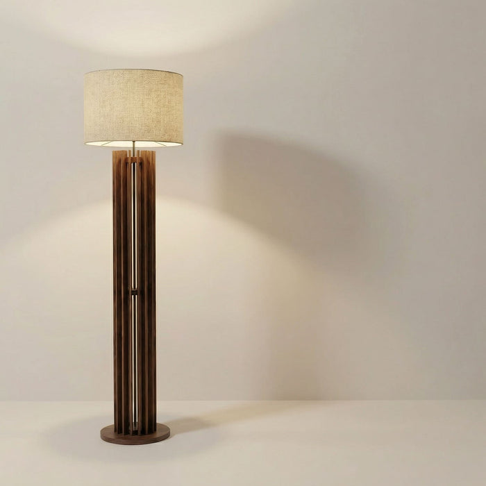 Ventus Wooden Floor Lamp With Jute Lampshade