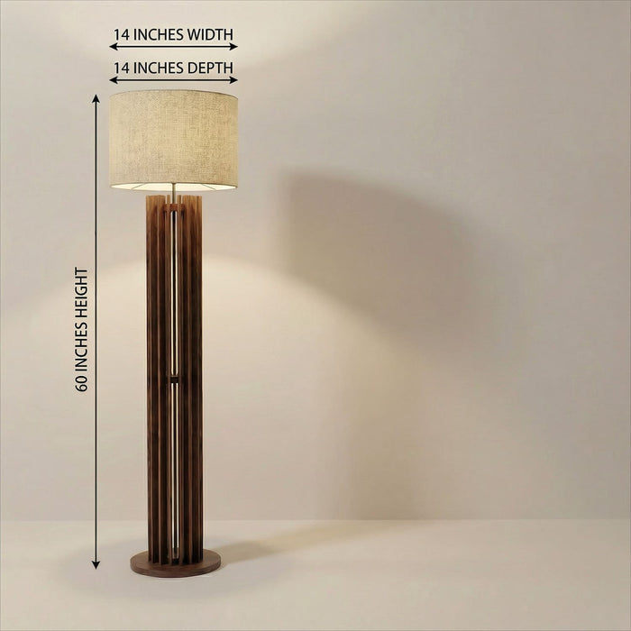 Ventus Wooden Floor Lamp With Jute Lampshade