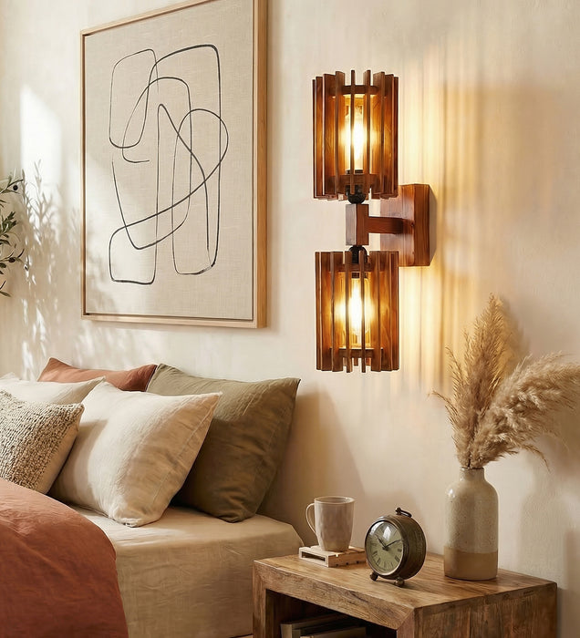 Ventus Duo Brown Wooden Wall Light