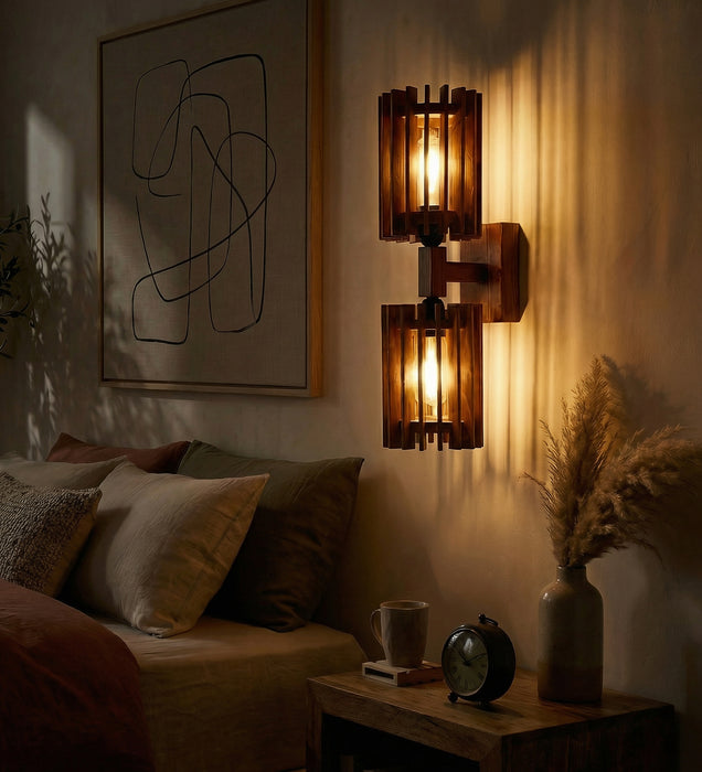 Ventus Duo Brown Wooden Wall Light