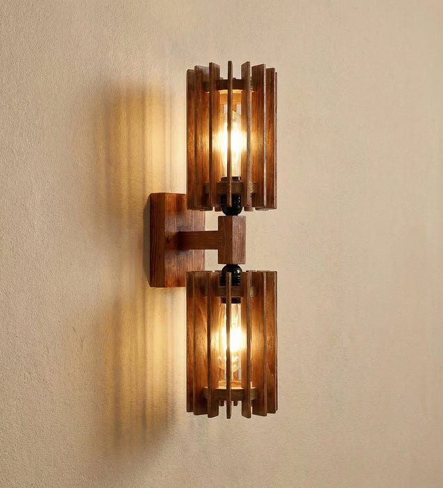 Ventus Duo Brown Wooden Wall Light