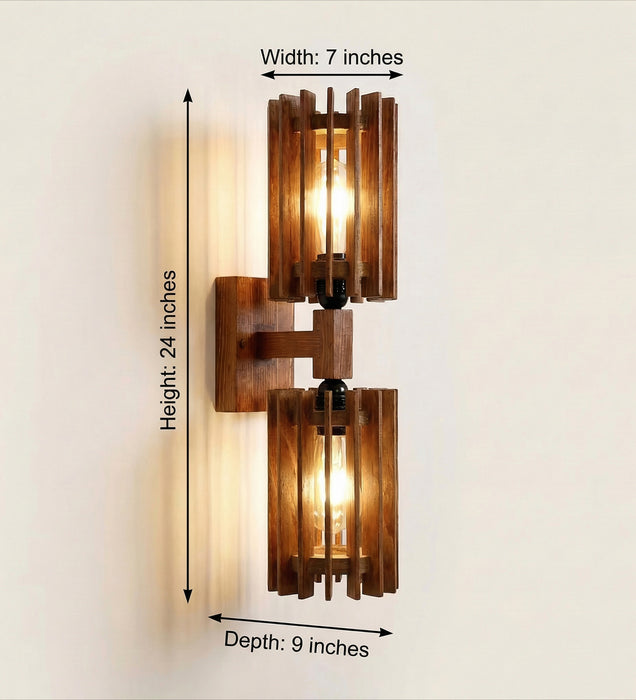 Ventus Duo Brown Wooden Wall Light
