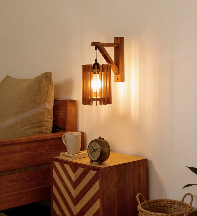Ventus L Brown Wooden Wall Light